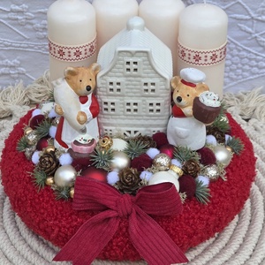 Adventi koszorú egérpárral - karácsony - adventi díszek - adventi koszorú - Meska.hu