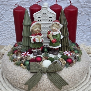 Adventi koszorú klasszikus színekben , Karácsony, Adventi díszek, Adventi koszorú, Virágkötés, MESKA