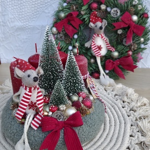Egérkés karácsonyi szett - 20 cm-es adventi koszorú és 30 cm-es ajtódísz - karácsony - adventi díszek - adventi koszorú - Meska.hu