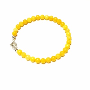 Borostyán gömb karkötő pici gyöngyökből sárga opak, Ékszer, Ékszerszett, Ékszerkészítés, MESKA