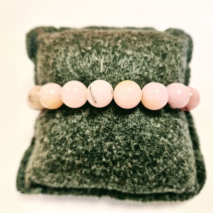 Pompás rózsaszín opál bogyós karkötő gumis(10 mm) - ékszer - karkötő - bogyós karkötő - Meska.hu