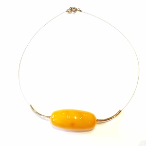 Borostyán nyakék fonott ezüst sodronyon, Ékszer, Nyaklánc, Medálos nyaklánc, Ékszerkészítés, MESKA