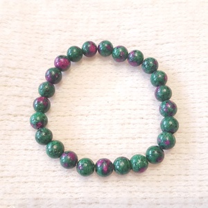 Pompás zöld tarka jáspis bogyós karkötő gumis(8 mm) - Meska.hu