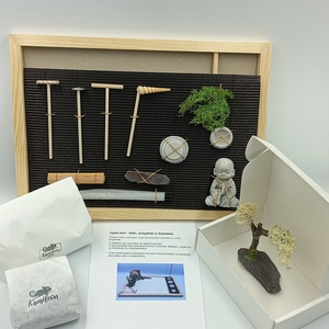 Japán kert (nagy)- kis Buddha szerzetessel, fával és füstölővel - otthon & életmód - dekoráció - asztal és polc dekoráció - bonsai - Meska.hu