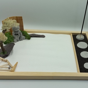 Japán kert (nagy)- kis Buddha szerzetessel, fával és füstölővel - otthon & életmód - dekoráció - asztal és polc dekoráció - bonsai - Meska.hu
