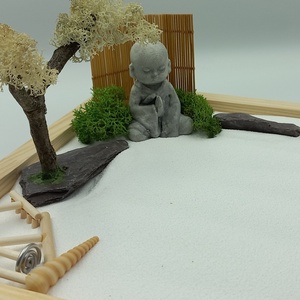 Japán kert (nagy)- kis Buddha szerzetessel, fával és füstölővel - otthon & életmód - dekoráció - asztal és polc dekoráció - bonsai - Meska.hu