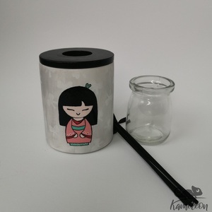 Kokeshi baba, szürke - pálcás lakásparfüm - otthon & életmód - gyertya, illat, aroma - párologtató - Meska.hu
