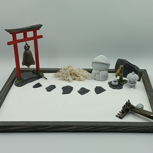 Japán kert (közepes)- Torii haranggal, csobogóval, kőlámpással és kis szerzetessel - otthon & életmód - dekoráció - dísztárgy - Meska.hu