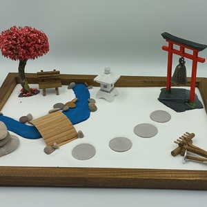 Japánkert (nagy)- torii kapuval, híddal, fával és kőlámpással - otthon & életmód - dekoráció - dísztárgy - Meska.hu