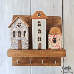 FABRIKA város - kék házak, Otthon & Életmód, Tárolás & Rendszerezés, Fali tároló, Decoupage, transzfer és szalvétatechnika, Famegmunkálás, MESKA