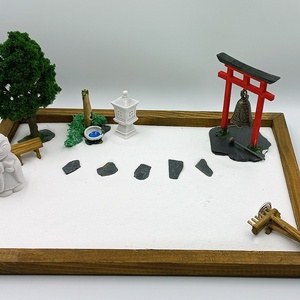 Japánkert (nagy)- harangos torii kapuval, Dzsizó szerzetessel, fával és kőlámpással - otthon & életmód - dekoráció - dísztárgy - Meska.hu