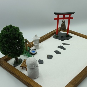 Japánkert (nagy)- harangos torii kapuval, Dzsizó szerzetessel, fával és kőlámpással - otthon & életmód - dekoráció - dísztárgy - Meska.hu