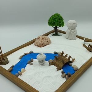 Japán kert (közepes)- patakkal, híddal, fával, füstölővel, kőlámpással és kis szerzetessel - otthon & életmód - dekoráció - dísztárgy - Meska.hu