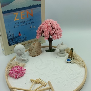 Japánkert (nagy)- virágzó fával, csobogóval, kőlámpással és Dzsizóval - diy (csináld magad) - egységcsomag - Meska.hu