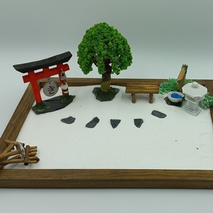 Japánkert (kicsi)- gongos torii kapuval, fával, csobogóval és kőlámpással - Meska.hu