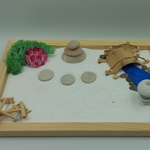 Japánkert (kicsi)- lótusszal, patakkal, híddal, csobogóval és kőlámpással - otthon & életmód - dekoráció - asztal és polc dekoráció - dekorációs tál, tartó - Meska.hu