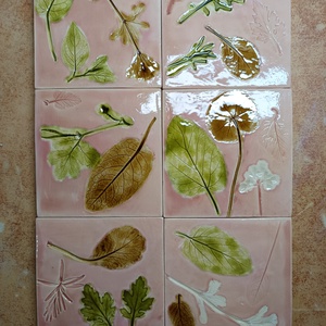 Kerámia lenyomatos csempe - otthon & életmód - fürdőszoba - mosdótál - Meska.hu