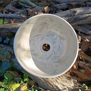 Növénylenyomatos kerámia mosdótál - Meska.hu