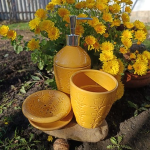 Fürdőszobai kiegészítő szett sárga - Meska.hu