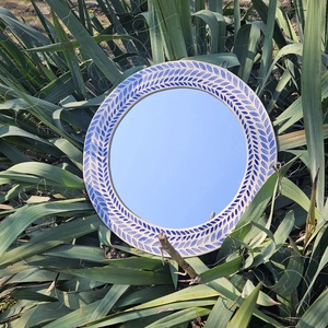 Kék leveles tükör  - otthon & életmód - fürdőszoba - mosdótál - Meska.hu