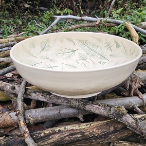 Kerámia mosdótál levéllenyomatokkal - otthon & életmód - fürdőszoba - mosdótál - Meska.hu