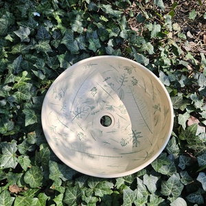 Kerámia mosdótál levéllenyomatokkal - otthon & életmód - fürdőszoba - mosdótál - Meska.hu