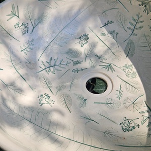 Kerámia mosdótál levéllenyomatokkal - otthon & életmód - fürdőszoba - mosdótál - Meska.hu