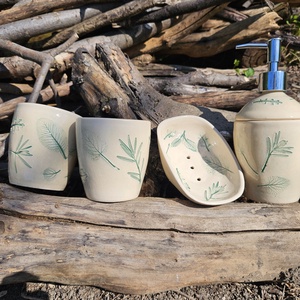 Fürdőszobai kiegészítő szett - otthon & életmód - fürdőszoba - szappantartó - Meska.hu