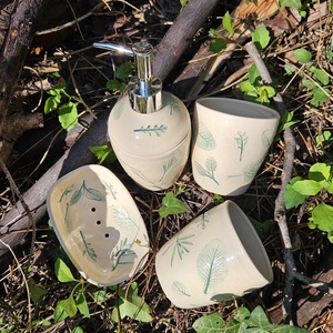 Fürdőszobai kiegészítő szett - otthon & életmód - fürdőszoba - szappantartó - Meska.hu