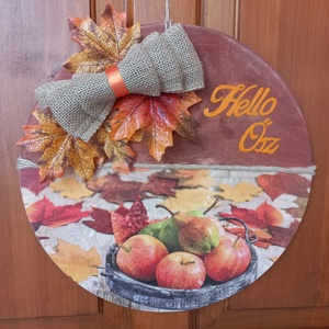 Őszi ajtódísz, Otthon & Életmód, Dekoráció, Ajtó- és ablak dekoráció, Ajtódísz & Kopogtató, Decoupage, transzfer és szalvétatechnika, MESKA