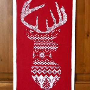 Hímzett kép - Szarvas, Otthon & Életmód, Dekoráció, Ajtó- és ablak dekoráció, Ajtódísz & Kopogtató, Hímzés, MESKA