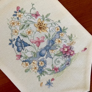 Ajtódísz - húsvét - művészet - textilkép - keresztszemes - Meska.hu