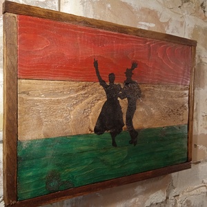 Magyar néptáncos pár sziluett, fából készült zászló - otthon & életmód - dekoráció - fali és függő dekoráció - falra akasztható dekor - Meska.hu