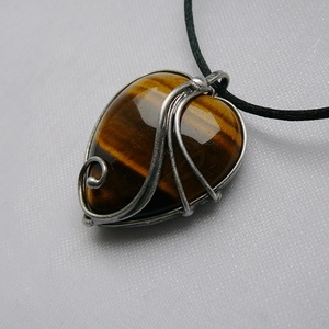 Tigrisszem szív medál, Ékszer, Nyaklánc, Medálos nyaklánc, Ékszerkészítés, Fémmegmunkálás, MESKA