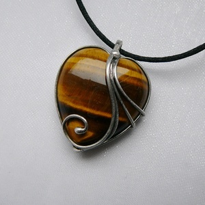 Tigrisszem szív medál - ékszer - nyaklánc - medálos nyaklánc - Meska.hu