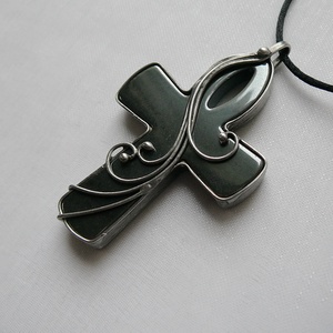 Hematit nílusi kereszt medál - ékszer - nyaklánc - medálos nyaklánc - Meska.hu