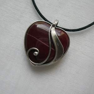 Mokka jáspis mini szív medál - ékszer - nyaklánc - medálos nyaklánc - Meska.hu