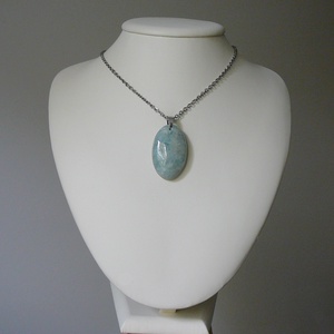 Akvamarin medálos nyaklánc - ékszer - nyaklánc - medál - Meska.hu