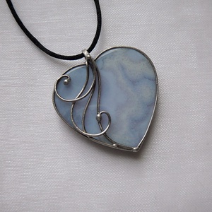 Kalcedon szív medál - ékszer - nyaklánc - medálos nyaklánc - Meska.hu