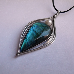 Labradorit medál, Ékszer, Nyaklánc, Medál, Ékszerkészítés, Fémmegmunkálás, MESKA