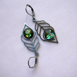 Abalon pávatoll fülbevaló - ékszer - fülbevaló - lógó fülbevaló - Meska.hu