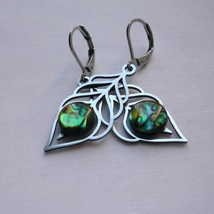 Abalon pávatoll fülbevaló, Ékszer, Fülbevaló, Lógó fülbevaló, Ékszerkészítés, MESKA