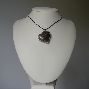 Barna opál szív medál - ékszer - nyaklánc - medálos nyaklánc - Meska.hu