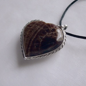 Barna opál szív medál, Ékszer, Nyaklánc, Medálos nyaklánc, Ékszerkészítés, Fémmegmunkálás, MESKA