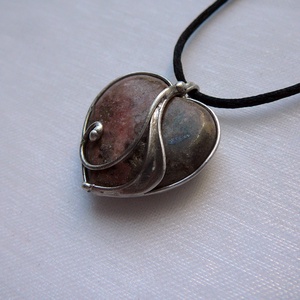 Rodonit mini szív medál, Ékszer, Nyaklánc, Medálos nyaklánc, Ékszerkészítés, Fémmegmunkálás, MESKA