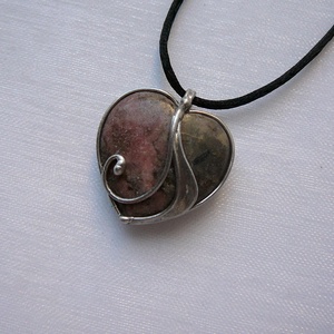 Rodonit mini szív medál - ékszer - nyaklánc - medálos nyaklánc - Meska.hu