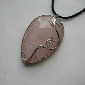 Rózsakvarc csepp medál - ékszer - nyaklánc - medálos nyaklánc - Meska.hu