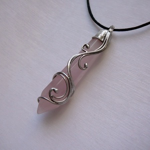Rózsakvarc inga medál - ékszer - nyaklánc - medálos nyaklánc - Meska.hu