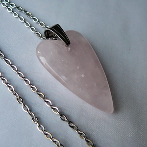 Rózsakvarc szív medálos nyaklánc, Ékszer, Nyaklánc, Medálos nyaklánc, Ékszerkészítés, MESKA