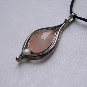 Rózsakvarc medál, Ékszer, Nyaklánc, Medálos nyaklánc, Ékszerkészítés, Fémmegmunkálás, MESKA